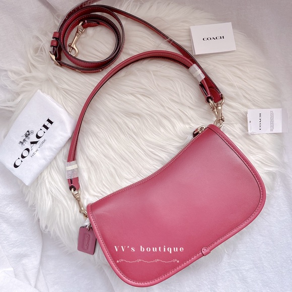 NWT Coach Swinger Bag Glovetanned Leather Rouge Fuschia Dk Pink C0638 - Picture 2 of 10